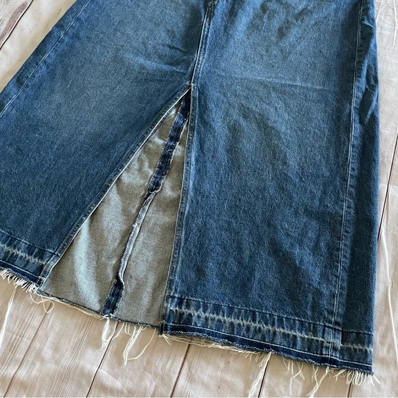 GAP Denim Maxi Skirt Women’s 18 Blue Long Front Slit High Rise Cottagecore Boho - Picture 4 of 16